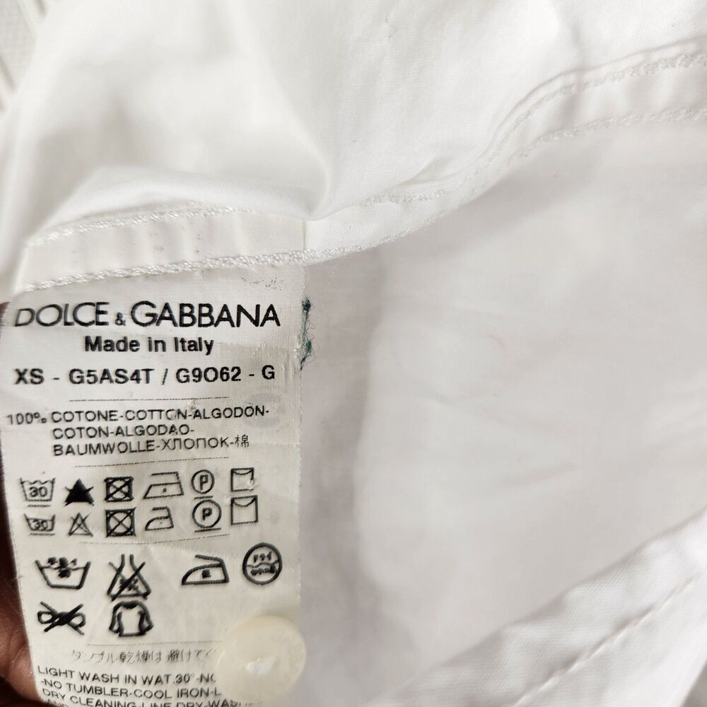 Dolce & Gabbana Mens White Cotton Long Sleeve Poplin Bib Tuxedo Shirt 15 - 38 - Picture 7 of 7